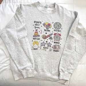 Gray Happy New Year Sweatshirt. Size Large. NWOT